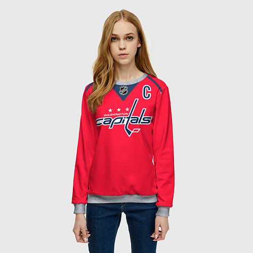 Женский свитшот Washington Capitals: Ovechkin Red / 3D-Меланж – фото 3