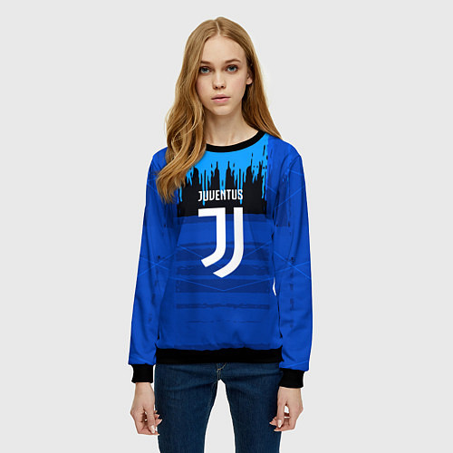 Женский свитшот FC Juventus: Blue Abstract / 3D-Черный – фото 3