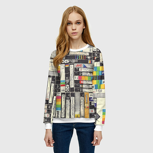 Женский свитшот VHS-кассеты / 3D-Белый – фото 3