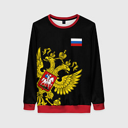 Свитшот женский Флаг и Герб России, цвет: 3D-красный