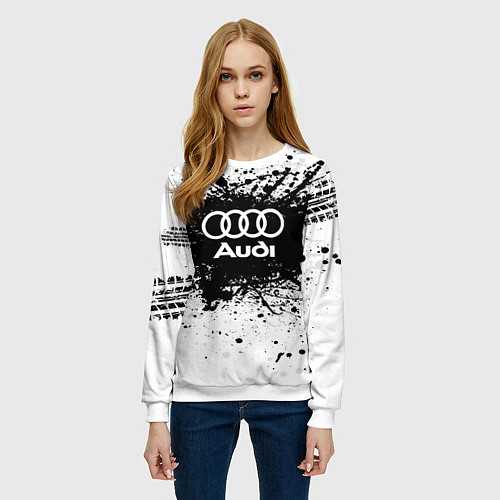 Женский свитшот Audi: Black Spray / 3D-Белый – фото 3