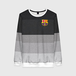 Свитшот женский ФК Барселона: Серый стиль, цвет: 3D-белый