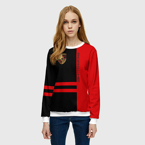 Женский свитшот Porsche: Red Sport / 3D-Белый – фото 3