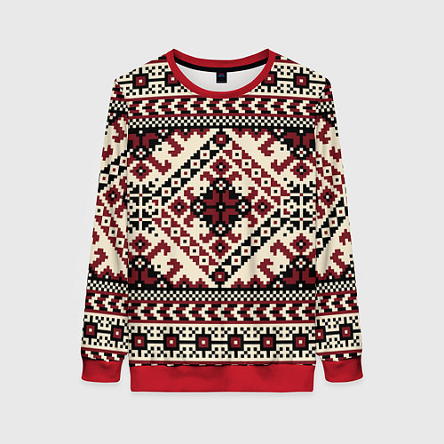 Женский свитшот Славянский орнамент / 3D-Красный – фото 1