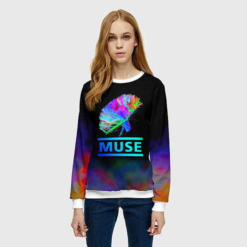 Женский свитшот Muse: Neon Flower / 3D-Белый – фото 3