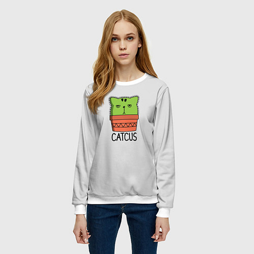 Женский свитшот Cactus Catcus / 3D-Белый – фото 3