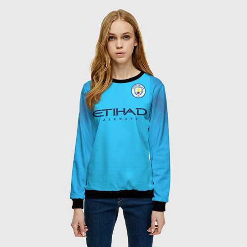 Женский свитшот FC Man City: De Bruyne Home 18-19 / 3D-Черный – фото 3