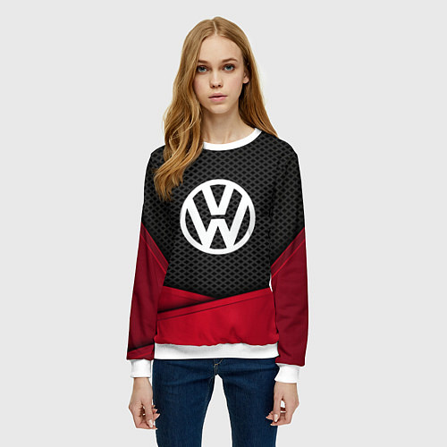 Женский свитшот Volkswagen: Grey Carbon / 3D-Белый – фото 3