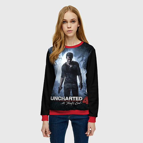 Женский свитшот Uncharted 4: A Thief's End / 3D-Красный – фото 3