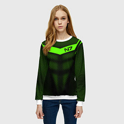 Свитшот женский N7: Green Armor, цвет: 3D-белый — фото 2