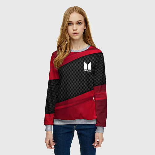 Женский свитшот Isuzu: Red Sport / 3D-Меланж – фото 3