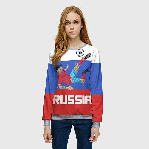 Женский свитшот Russia Footballer / 3D-Меланж – фото 3