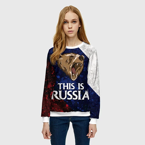 Женский свитшот Russia: Roaring Bear / 3D-Белый – фото 3