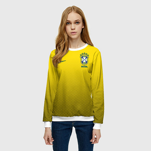 Женский свитшот Brazil Team: WC 2018 / 3D-Белый – фото 3