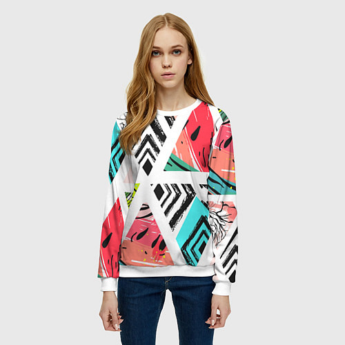 Женский свитшот Тропическое ассорти / 3D-Белый – фото 3