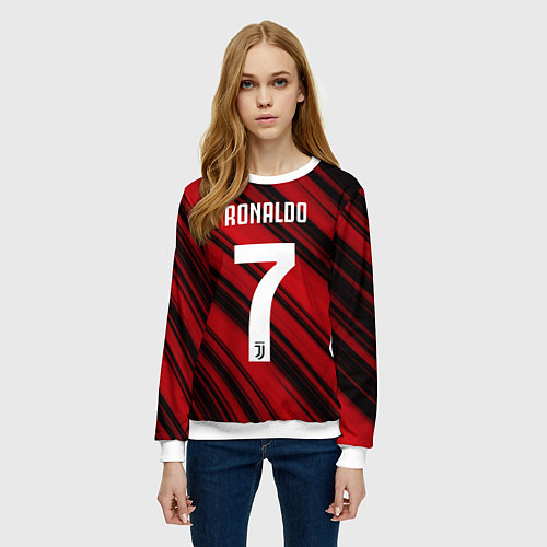 Женский свитшот Ronaldo 7: Red Sport / 3D-Белый – фото 3