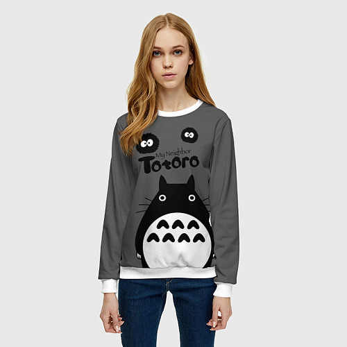 Женский свитшот Тоторо рядом / 3D-Белый – фото 3