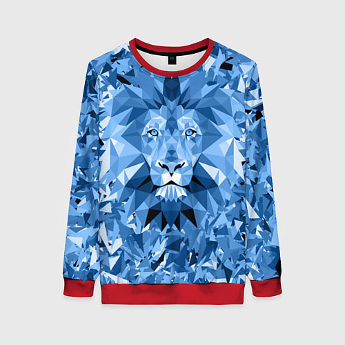Женский свитшот Сине-бело-голубой лев / 3D-Красный – фото 1