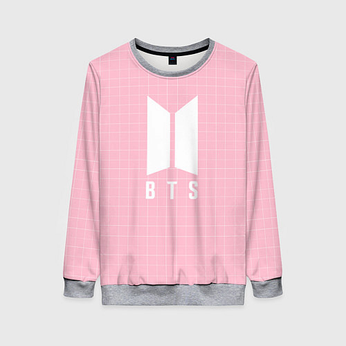 Женский свитшот BTS: Pink Grid / 3D-Меланж – фото 1