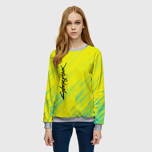 Женский свитшот Cyberpunk 2077: Yellow / 3D-Меланж – фото 3