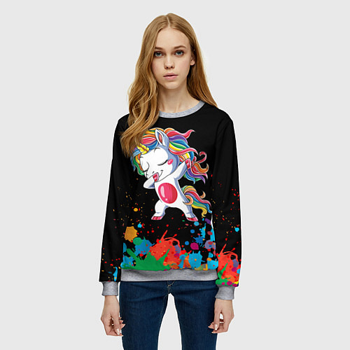 Женский свитшот Малыш-единорог / 3D-Меланж – фото 3