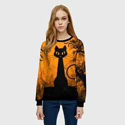 Свитшот женский Halloween Cat, цвет: 3D-черный — фото 2