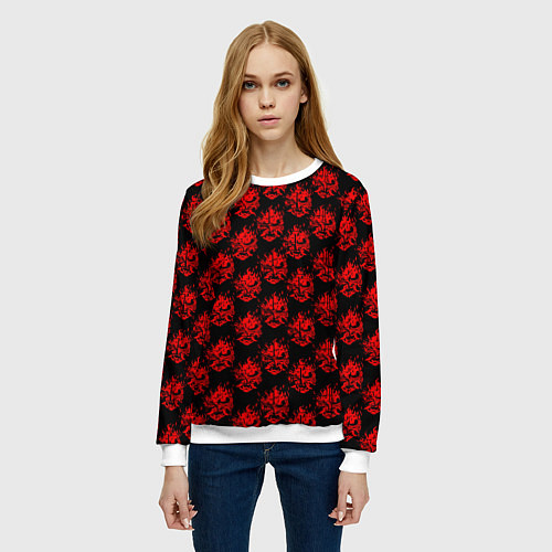 Женский свитшот Cyberpunk 2077: Samurai Pattern / 3D-Белый – фото 3