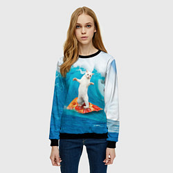 Свитшот женский Кот-серфер, цвет: 3D-черный — фото 2