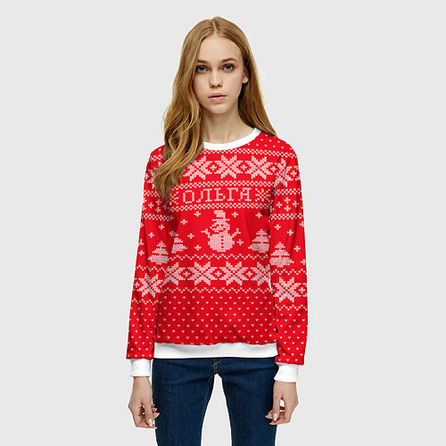 Женский свитшот Новогодняя Ольга / 3D-Белый – фото 3