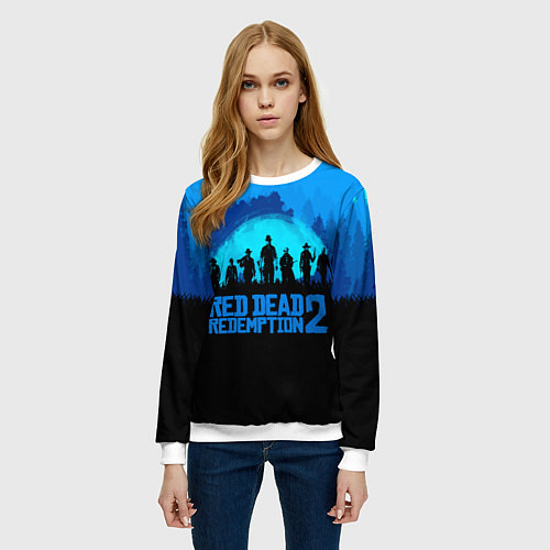 Женский свитшот RDR 2: Blue Style / 3D-Белый – фото 3