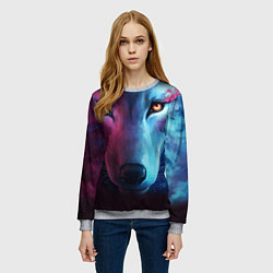 Свитшот женский Волчий взгляд, цвет: 3D-меланж — фото 2