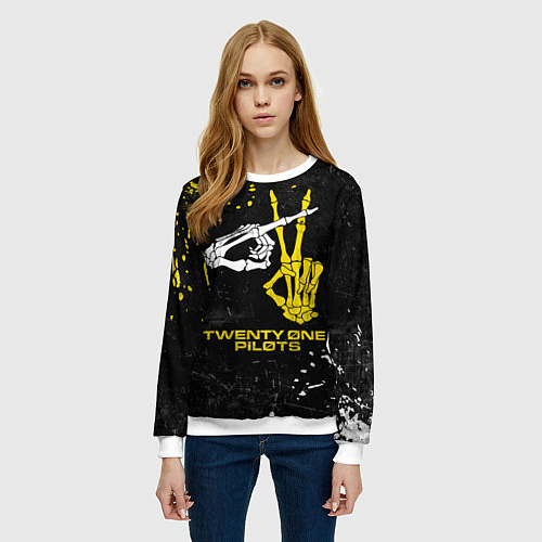 Женский свитшот TOP: Skeleton Clique / 3D-Белый – фото 3