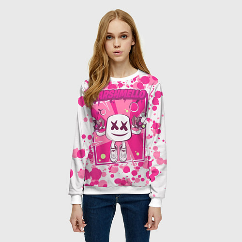 Женский свитшот Marshmello: Pink Fashion / 3D-Белый – фото 3