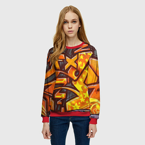 Женский свитшот Orange Graffiti / 3D-Красный – фото 3