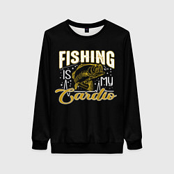 Свитшот женский Fishing is my Cardio, цвет: 3D-черный