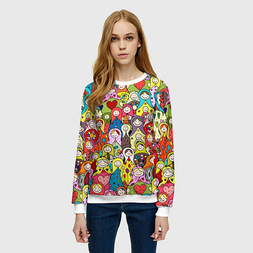 Женский свитшот Весёлые матрешки / 3D-Белый – фото 3