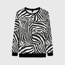 Свитшот женский Полосы шкура зебры, цвет: 3D-черный