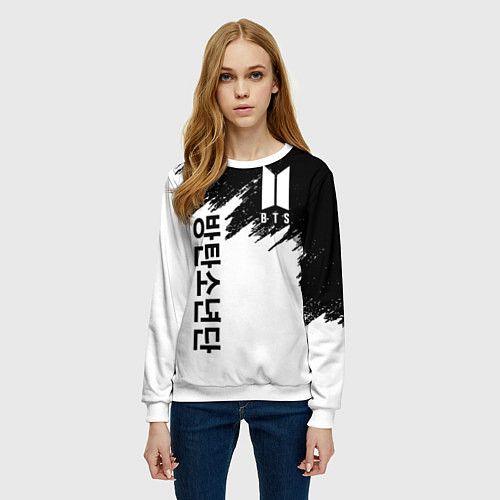 Женский свитшот BTS: White & Black / 3D-Белый – фото 3