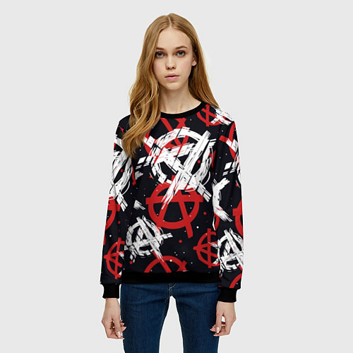 Женский свитшот Анархия - паттерн / 3D-Черный – фото 3