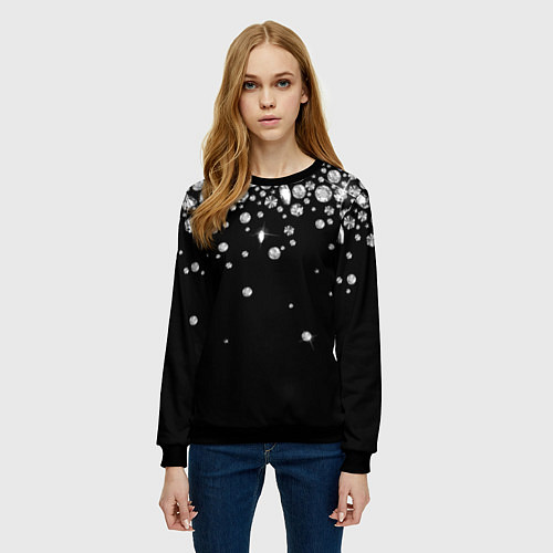 Женский свитшот Бриллиантовый дождь / 3D-Черный – фото 3