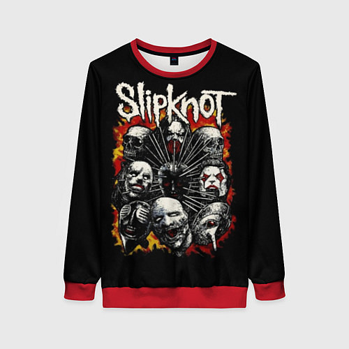 Женский свитшот Slipknot: Faces / 3D-Красный – фото 1