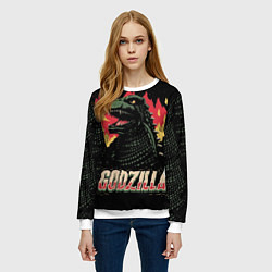 Свитшот женский Flame Godzilla, цвет: 3D-белый — фото 2