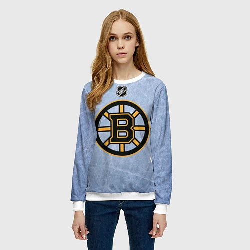 Женский свитшот Boston Bruins: Hot Ice / 3D-Белый – фото 3