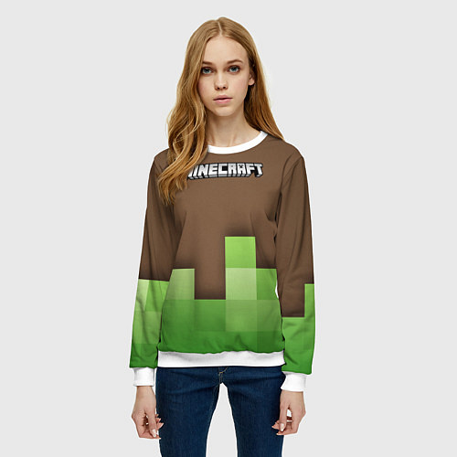 Женский свитшот Minecraft - Логотип / 3D-Белый – фото 3