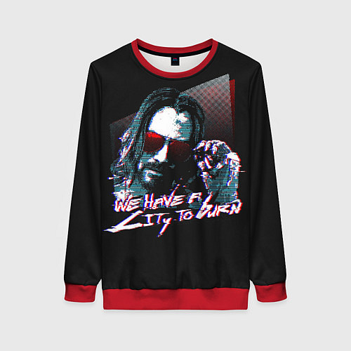 Женский свитшот Cyberpunk 2077: City to Burn / 3D-Красный – фото 1