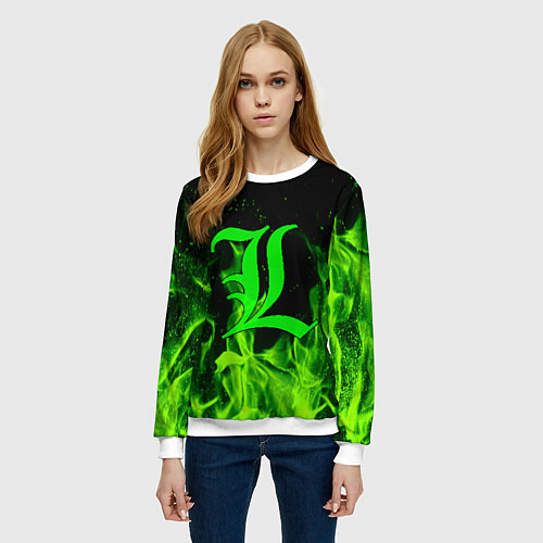 Женский свитшот L letter flame / 3D-Белый – фото 3