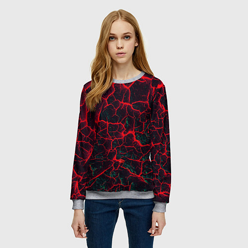 Женский свитшот Молнии красные абстрактные / 3D-Меланж – фото 3