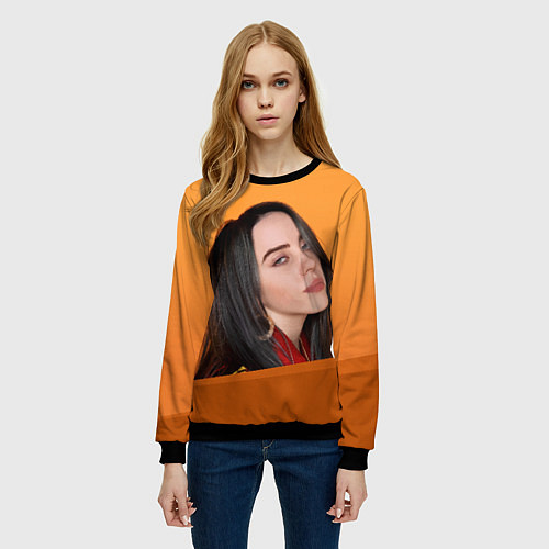 Женский свитшот BILLIE EILISH: Orange Mood / 3D-Черный – фото 3