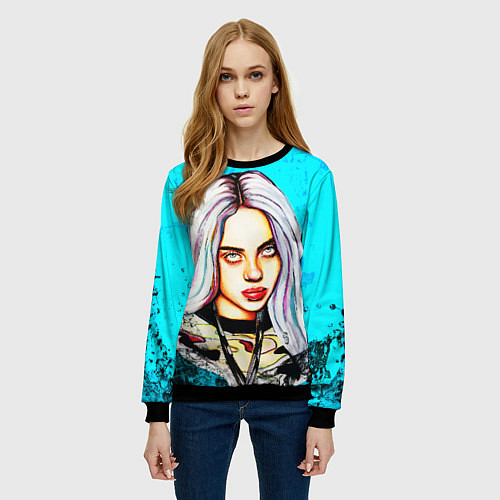 Женский свитшот BILLIE EILISH: Fan Art / 3D-Черный – фото 3