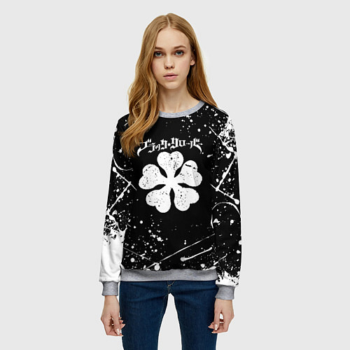 Женский свитшот ЧЁРНЫЙ КЛЕВЕР / 3D-Меланж – фото 3